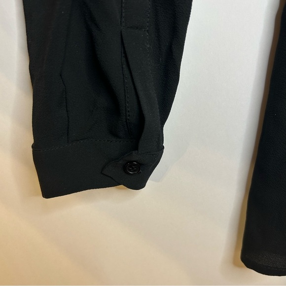 *NWT* Alton Gray Black Button Down Collar Blouse, Sz XS, Cape Detail Top, Shirt - Picture 5 of 11